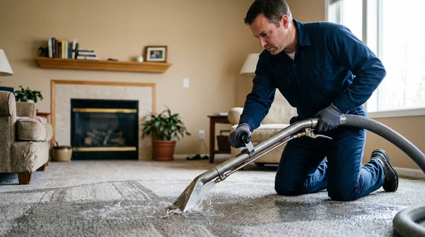 Water damage restoration technician working near Alleyton, TX